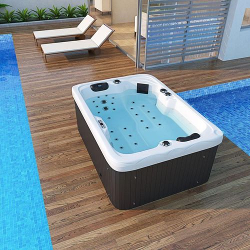 Outdoor Whirlpool LEVANZO inkl. Heizung, Hydromassage, Farblicht, 190x135cm 450 Liter