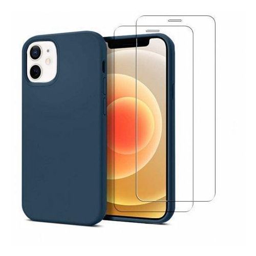 Hülle iPhone 12 mini und 2 schutzfolien - Silikon - Blau