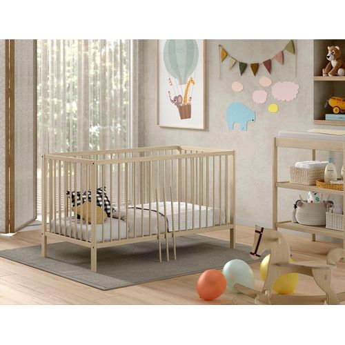 Vipack - DINO Baby Set best. aus Babybett und Wickelregal, Buche massiv anthrazit lackiert