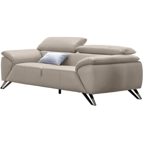 2,5-Sitzer NICOLETTI HOME, braun (tortora), B:204cm H:72cm T:107cm, Sofas, Breite 204 cm, inklusive Kopfteilverstellung, Metallfüße