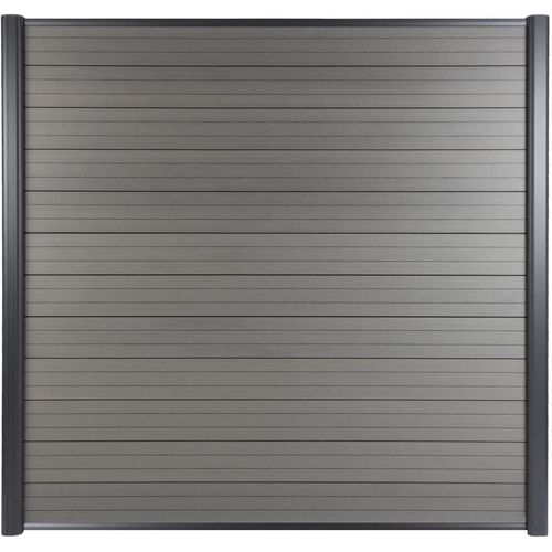 WPC Zaun Komplettset Mit Alu Pfosten Inklusive Montagematerial Grau 180 x 180 cm