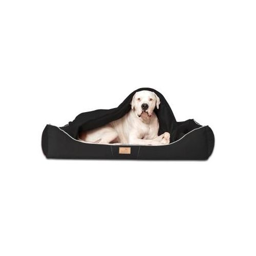 Tierlando ® RUDOLPH - Orthopädisches Hundebett inkl. Schonbezug mit Hundedecke schwarz 1,1 m, 25 cm, 90 cm