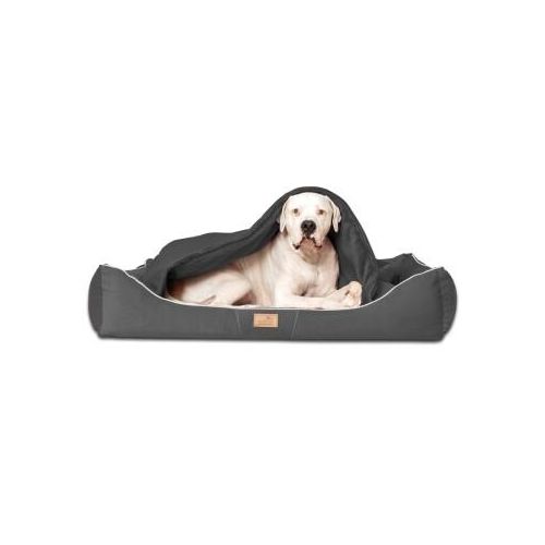 Tierlando ® RUDOLPH - Orthopädisches Hundebett inkl. Schonbezug mit Hundedecke schwarz/ graphit 1,1 m, 25 cm, 90 cm