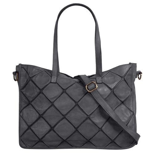 Shopper SAMANTHA LOOK Gr. B/H/T: 40cm x 28cm x 10cm onesize, grau Damen Taschen echt Leder, Made in Italy