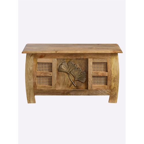 Bank HEINE HOME, beige (natur), B:86cm H:46cm T:35cm, Holz, Metall, Sitzbänke