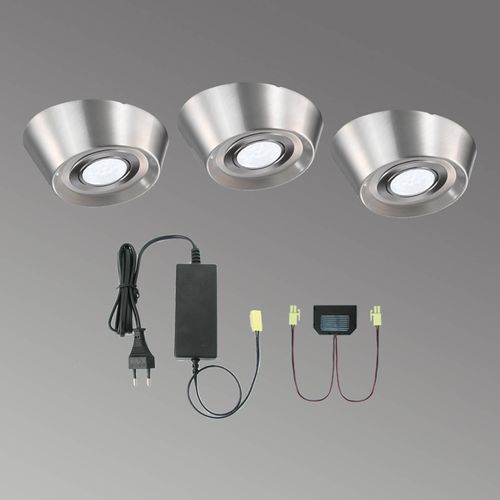 3-er Set LED-Unterbauleuchten PAL CF, 12 cm Ø