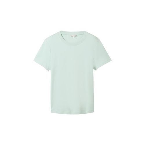 TOM TAILOR Damen Basic T-Shirt mit Rundhalsausschnitt, grün, Uni, Gr. XL