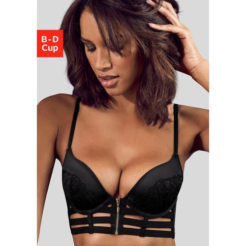 Push-up-BH JETTE Gr. 80, Cup B, schwarz Damen BHs Push-up-BH Spitzen-BH Spitzenwäsche Reizwäsche sexy Dessous