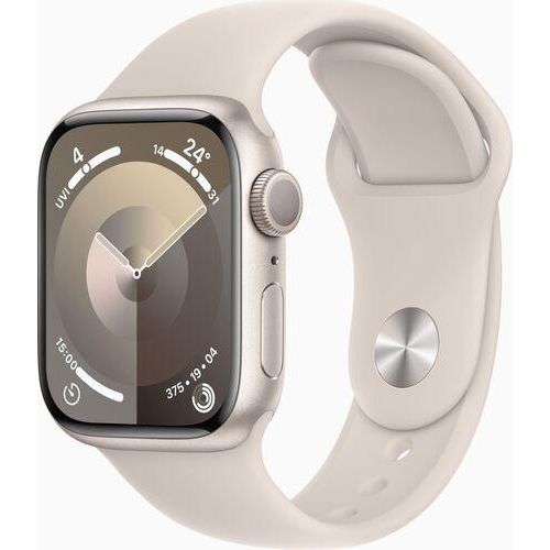 Apple Watch Series 9 Aluminium 41 mm (2023) | GPS | Polarstern | Sportarmband Polarstern S/M