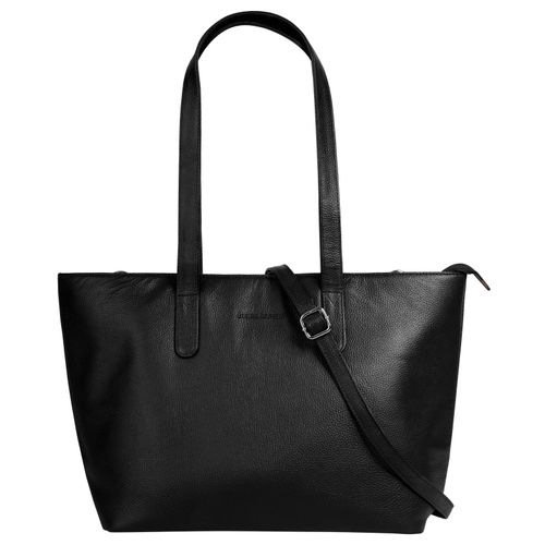 Shopper BRUNO BANANI, Damen, Gr. B/H/T: 30cm x 25cm x 14cm onesize, schwarz, Leder, unifarben, leicht glänzend, Taschen, echt Leder