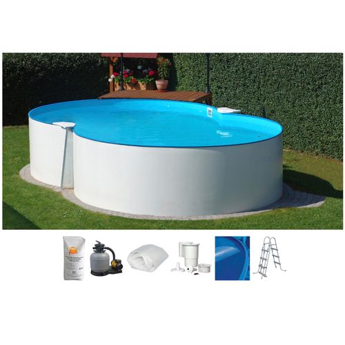 Achtformpool CLEAR POOL Schwimmbecken Gr. B/H/L: Breite 300cm x Höhe 120cm x Länge 470cm, 13000 l, weiß 470x300x120 cm inkl. umfangreichem Zubehör