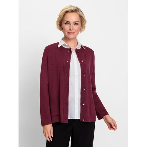 Strickjacke CLASSIC Gr. 46, rot (bordeaux) Damen Strickjacken