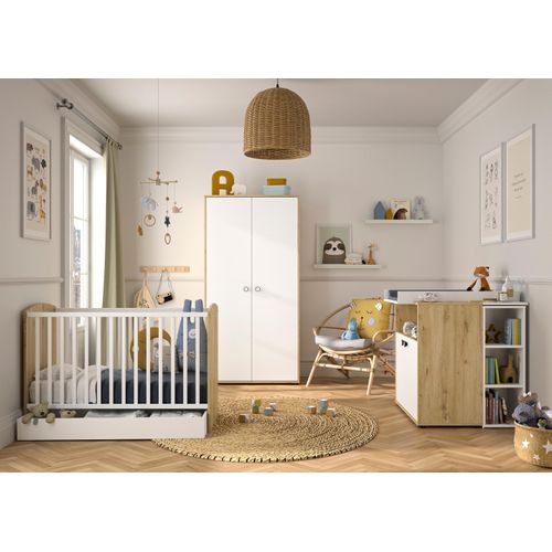 Galipette Babyzimmer-Komplettset »Arthur«, (6 tlg., mit Schrank, Bett mit Schubl, Wickelkommode, Wickelaufsatz und Regal)