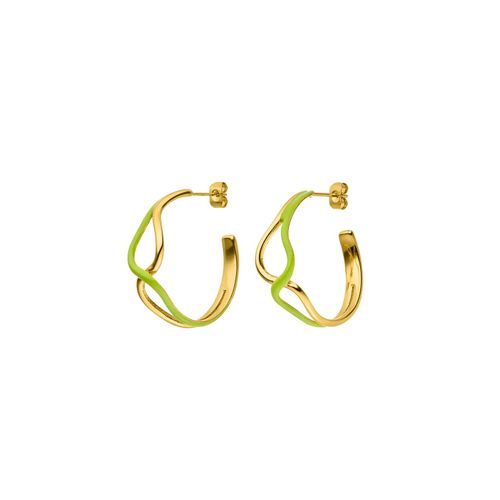 Wave Rush Enamel Hoops 14K Gold Plated