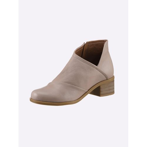 Stiefelette HEINE, Damen, Gr. 38, grau (taupe), Leder, Glattleder, Rindsleder, modisch, Schuhe
