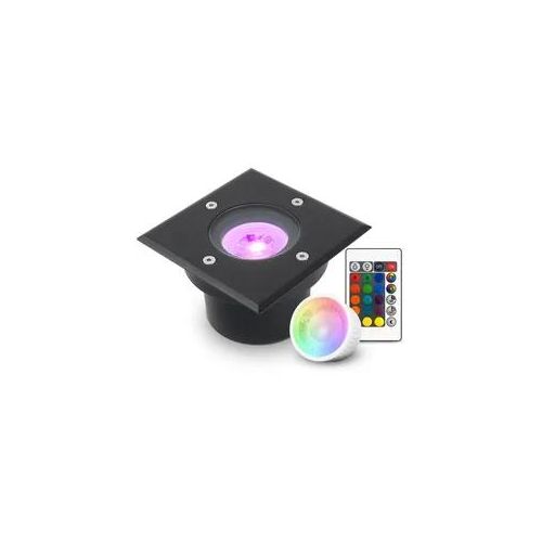 LED Bodeneinbaustrahler Schwarz FLACH eckig 230V IP67 - Leuchtmittel: 5W RGB+CCT...