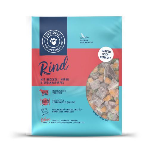 BARF Rind für Hunde - 1400g ✓ 100% Lebensmittelqualität ✓ Adult von Pets Deli