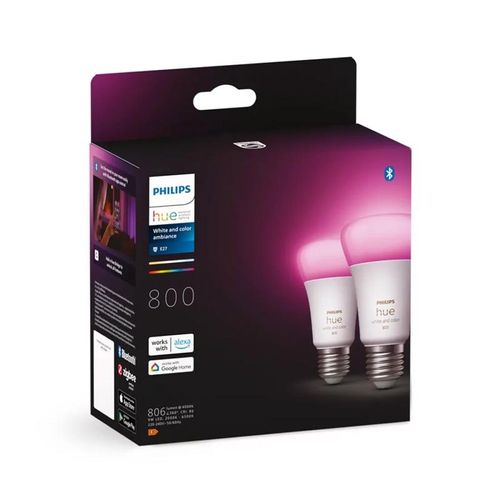 PHILIPS Hue White & Color Ambiance LED E27, 9,5 Watt, Doppelpack, 8719514328365,