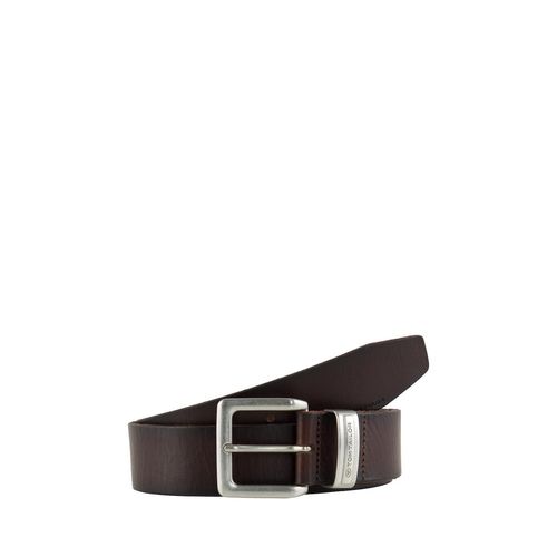 TOM TAILOR Herren TTJACOB Lederg&uuml;rtel mit eckiger Dornschlie&szlig;e, braun, Uni, Gr. 90