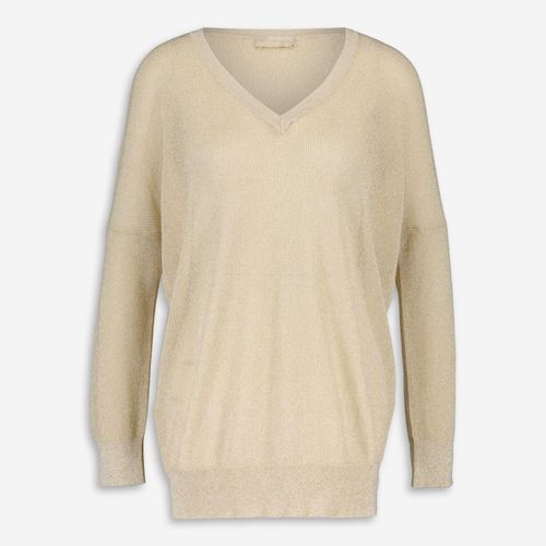 Goldfarbener halbtransparenter Pullover