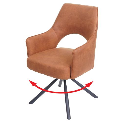 Esszimmerstuhl HWC-K30, Küchenstuhl Lehnstuhl, drehbar Auto-Position, Stoff/Textil MVG Wildleder-Optik braun
