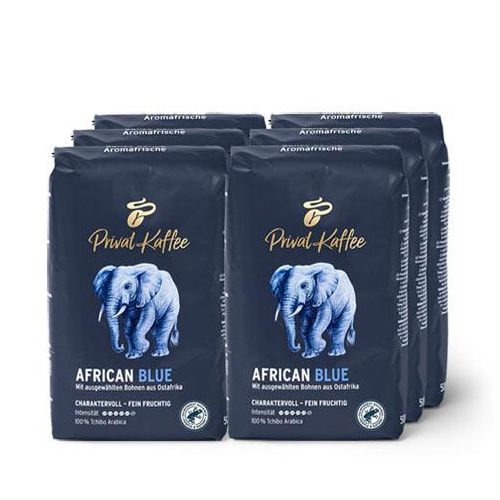 Privat Kaffee African Blue – 6x 500 g Ganze Bohne