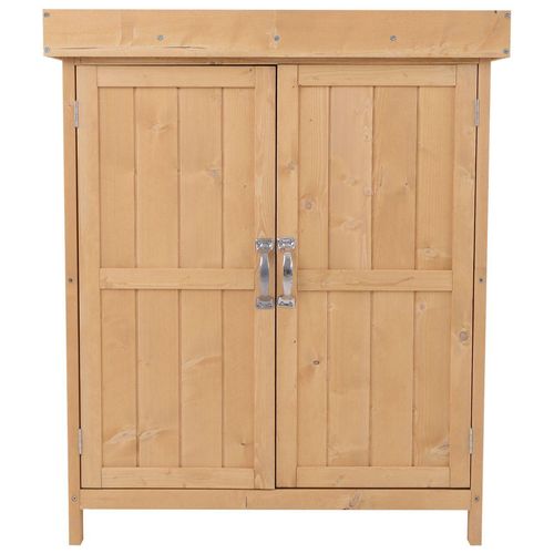 Geräteschrank Geräteschuppen Holzschrank 2 Fächer Tannenholz Natur