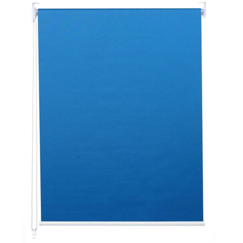Rollo MCW-D52, Fensterrollo Seitenzugrollo Jalousie, Sonnenschutz Verdunkelung blickdicht 120x160cm ~ blau