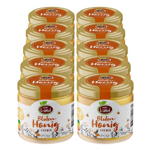 Vom Land Blütenhonig cremig 500 g, 10er Pack