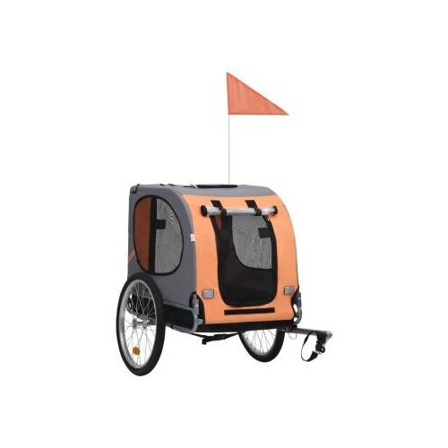 VidaXL Fahrradanhänger Haustiere orange/ grau