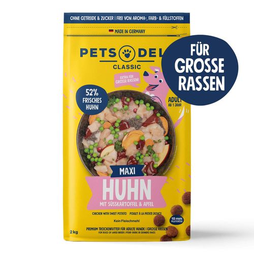 Hundefutter trocken - Huhn - Süßkartoffel und Kräuter - Adult - getreidefrei, zuckerfrei - 2kg von Pets Deli