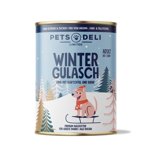 Nassfutter Limited Edition Winter Gulasch Rind mit Kartoffel und Birne für Hunde - 400g