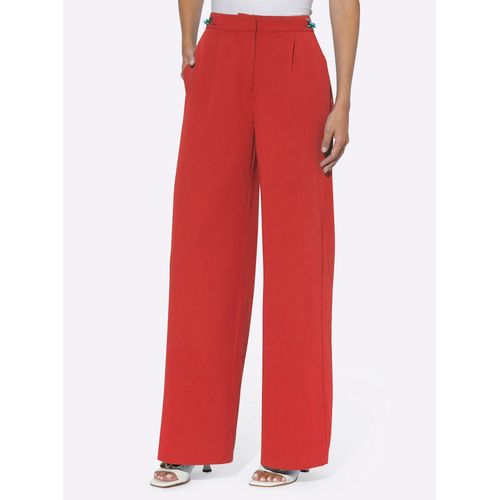 Bundfaltenhose HEINE, Damen, Gr. 34, Normalgrößen, rot, 69% Polyester, 23% Viskose, 8% Elasthan, unifarben, lang, Hosen