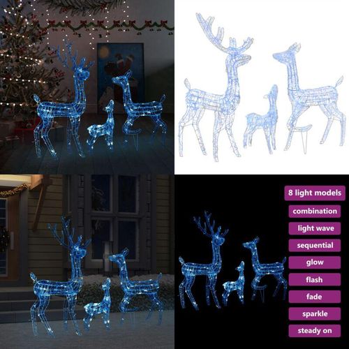 Vidaxl - LED-Rentier-Familie Weihnachtsdeko Acryl 300 led Blau - Rentier-Familie - Rentier-Familien - Home & Living