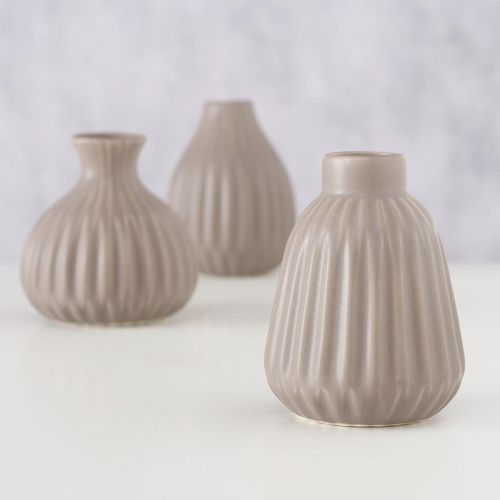 Boltze Vase Esko 3er-Set, Grau/ Braun