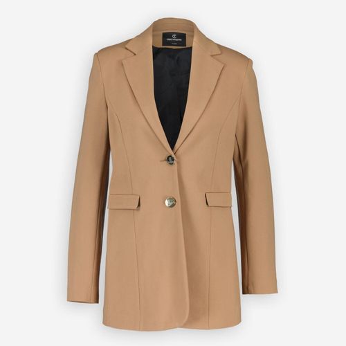 Brauner Blazer mit goldfarbenen Knöpfen