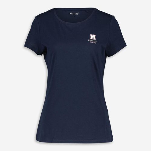 Dunkelblaues Alexia C Print T-Shirt mit Logo