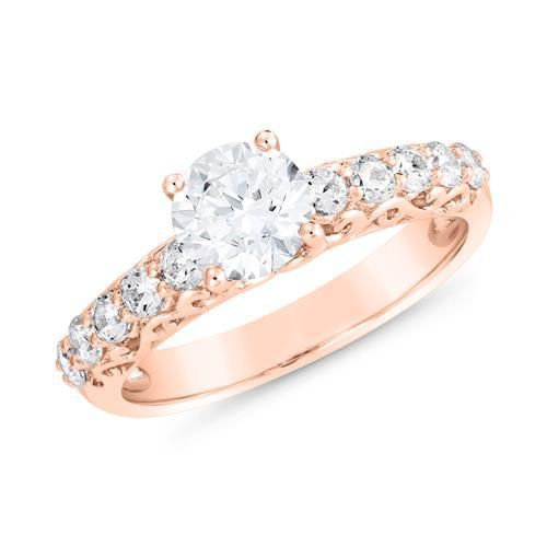 Roségoldener Ring mit Diamanten, gravierbar