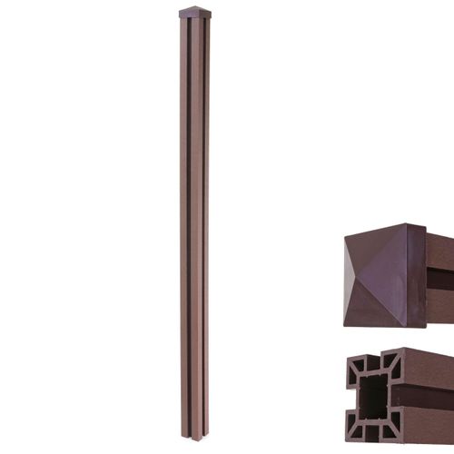 WPC-Pfosten Savoie-WPC-Zaun, Pfeiler Pfahl, Stecksystem 240cm, braun