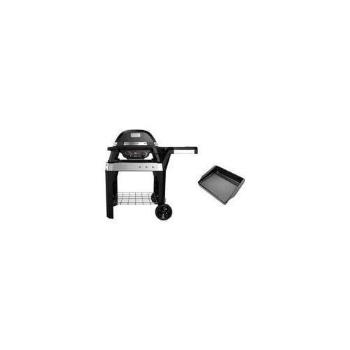 Elektrogrill Bundle Pulse 2000 mit Wagen und Gusseisen-Grillplatte schwarz/silber, 2.200 Watt