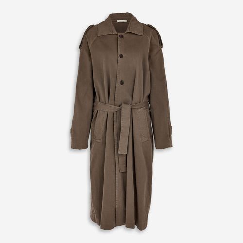 Dunkelbrauner Trenchcoat aus Jeansstoff