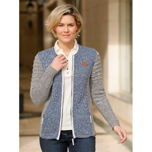 Strickjacke CASUAL LOOKS Gr. 44, blau (grau-rauchblau-meliert) Damen Strickjacken