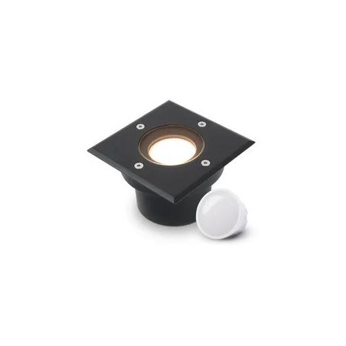 LED Bodeneinbaustrahler Schwarz FLACH eckig 230V IP67 - Leuchtmittel: 5W 2700K D...