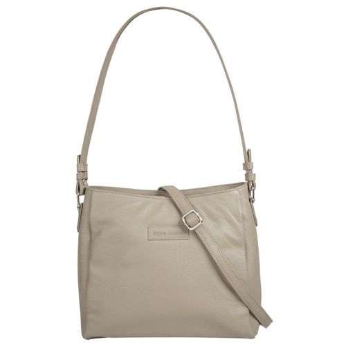 Shopper BRUNO BANANI, Damen, Gr. B/H/T: 27cm x 25cm x 10cm onesize, beige, Leder, unifarben, leicht glänzend, Taschen, echt Leder