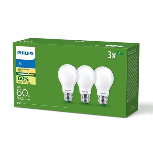 Philips LEDclassic E27 Leuchtmittel Ultra-Efficient, matt, Dreierpack, 8720169283909,