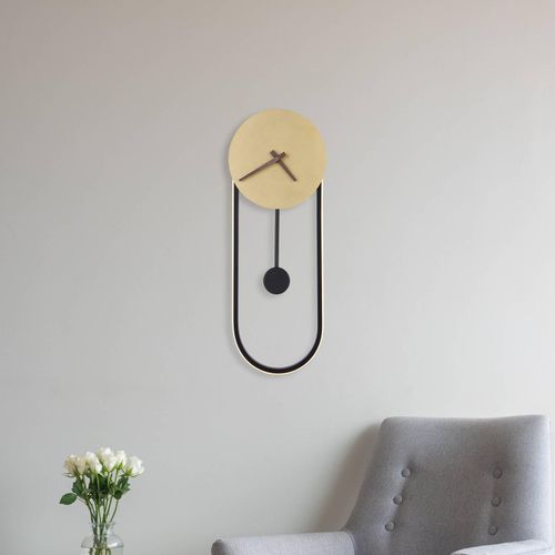 LED-Wandlampe Sussy mit Uhr, schwarz/gold