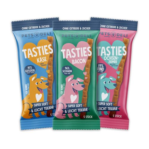 Snack Probierpaket Tasties für Hunde - 3x75g