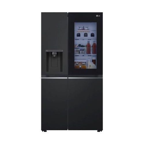 LG Side-by-Side mit InstaView Eis, Crushed Ice und Wasserspender 635 Liter Kapazität EEK E Interner Wassertank Essence Matte Black GSGV81EPLL