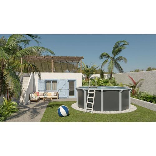 Anthrazit aufstellbecken aus metall 4,90 x 1,32 m - Trigano Jardin - pi9710