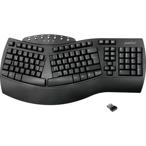 Perixx PERIBOARD-612BDE Bluetooth® Tastatur Deutsch, QWERTZ Schwarz Ergonomisch, Handballenauflage, Multimediatasten